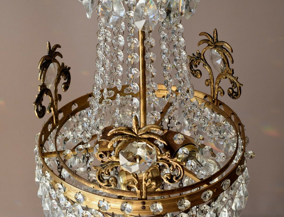 Ornate Antique/ Vintage Crystal Chandelier, Hallway Lighting Light Pendant Lamp