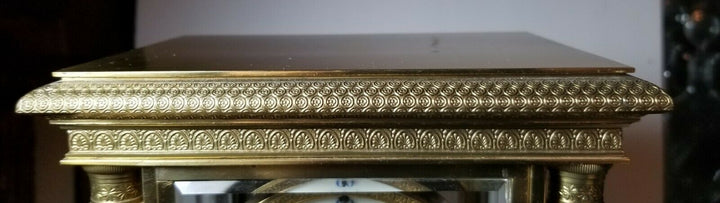 Superb Highly Decorated French Cut Crystal Regulator Clock Baccarat Style Column