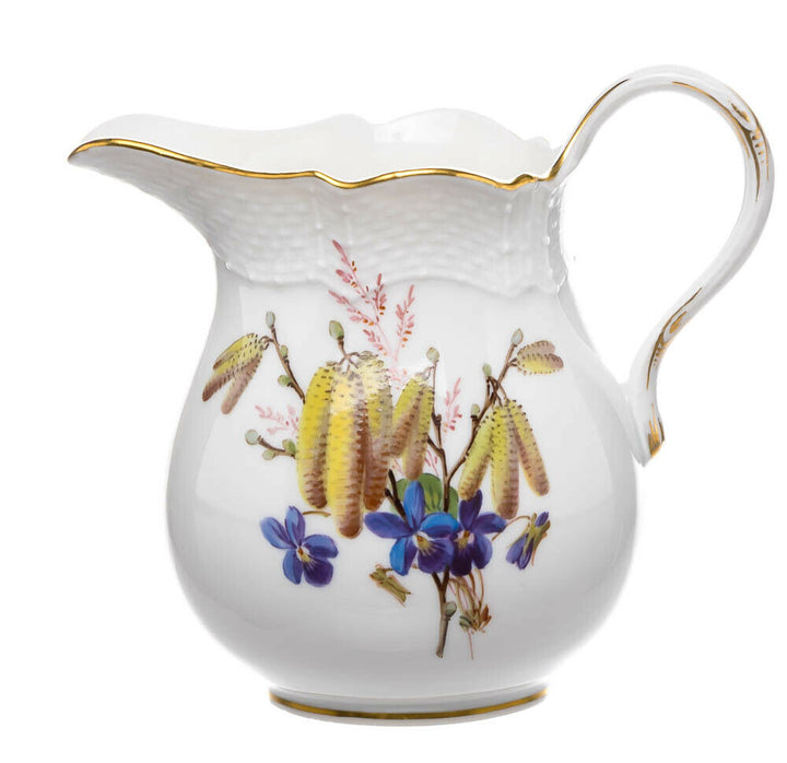 Milchhkanne Blume naturalistisch, bunt, mit Schmetterling Meissen 1. Wahl 1963