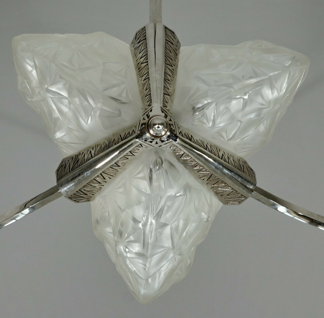 DEGUE : FRENCH 1930 ART DECO CHANDELIER ...... lamp muller era France