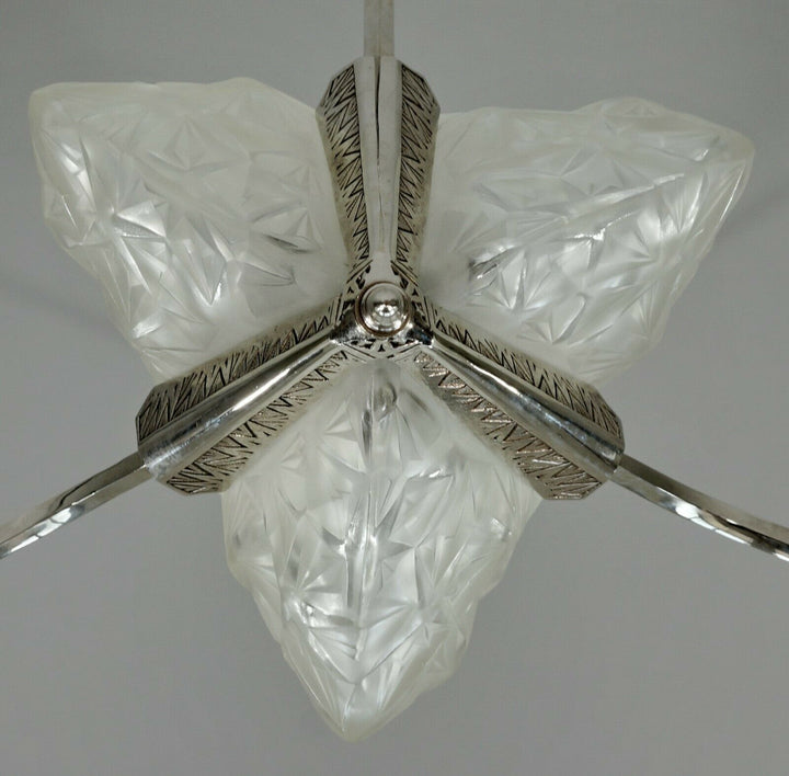 DEGUE : FRENCH 1930 ART DECO CHANDELIER ...... lamp muller era France