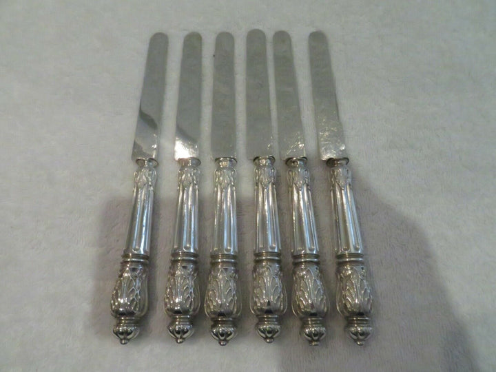 Gorgeous & rare french 950 silver 6 fruit knives Louis XVI st Russian Puiforcat