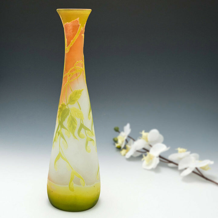 A Tall and Very Fine Emille Galle Cameo Glass Vase c1900
