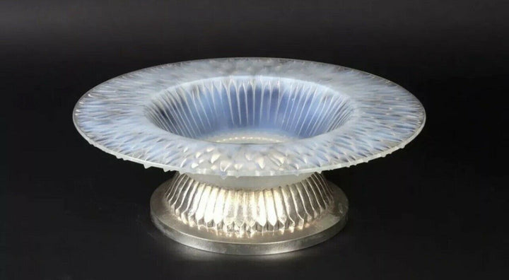 Coupe Flora Bella Rene Lalique R.Lalique Opalescent Pied Argent Silver Foot