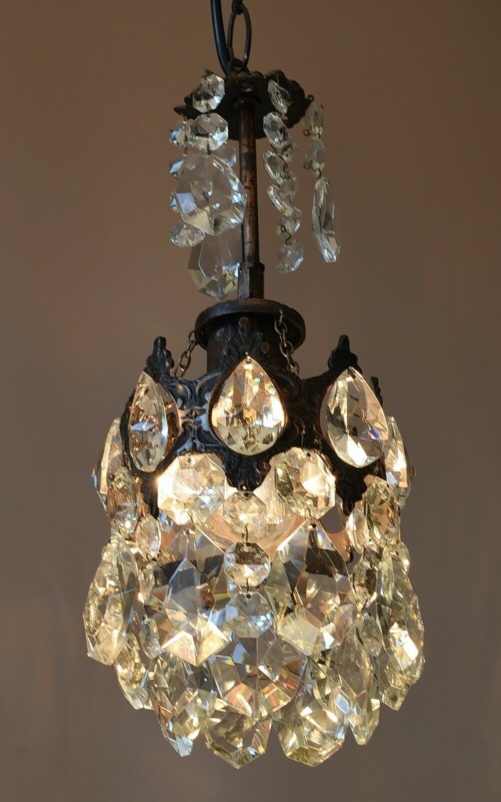 Vintage Crystal Chandelier Antique Brass French Style Home Lighting Retro lamp