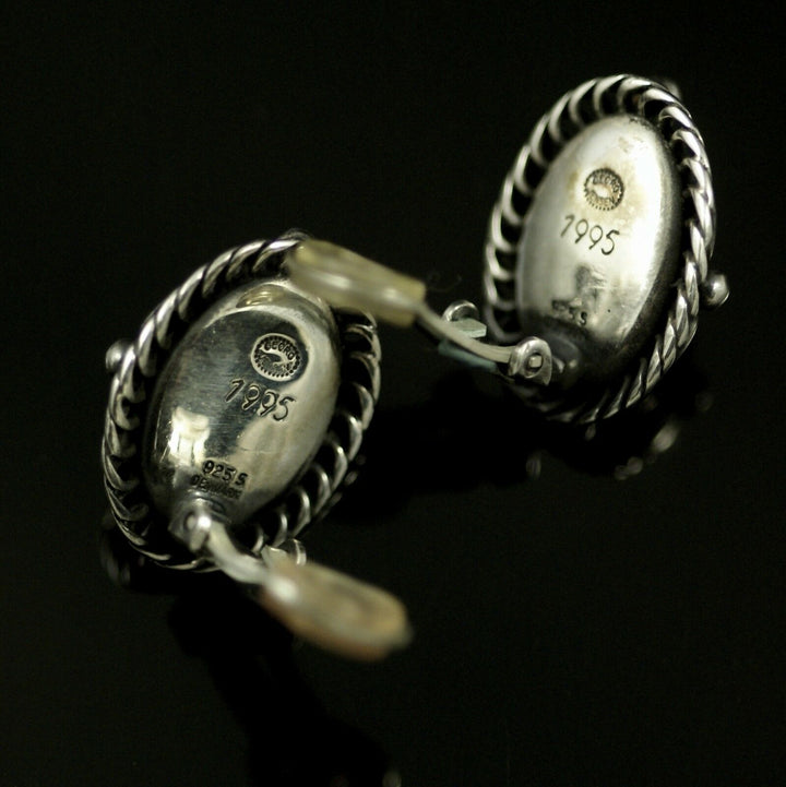 Georg Jensen. Sterling Silver Ear Clips with Amber - Heritage 1995.