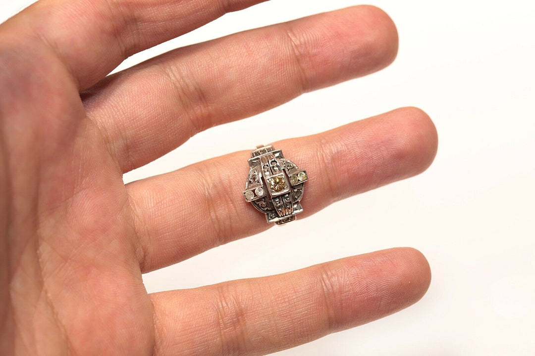 アンティーク オリジナル 14K ナチュラルダイヤモンドのヴィクトリアンナイトスタイルリング