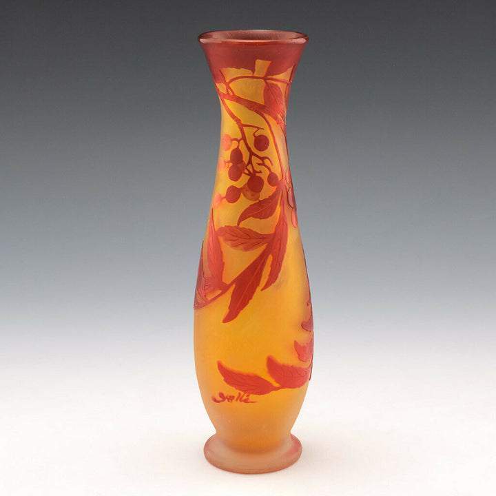 Galle Cameo Glass Vase Depicting Elderberries c1920