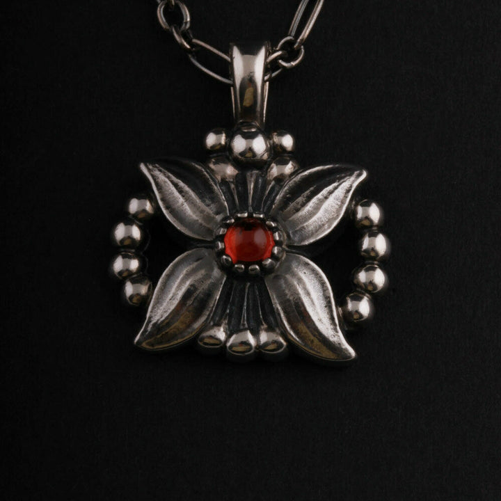 GEORG JENSEN Sterling Pendant Of The Year 1998 / 2018 Silver w. Garnet. RARE!