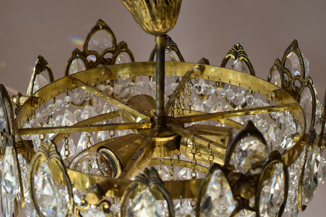 Flush Antique Vintage Crystal Chandelier, Lighting Low Ceiling Pendant Light