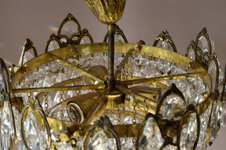 Flush Antique Vintage Crystal Chandelier, Lighting Low Ceiling Pendant Light
