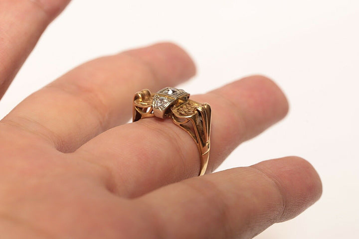 アンティーク 18K ナチュラルオールドカットダイヤモンドのヴィクトリアンリング