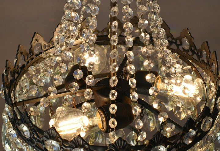 Antique/ Vintage Lighting, Old Crystal Chandelier,Hom