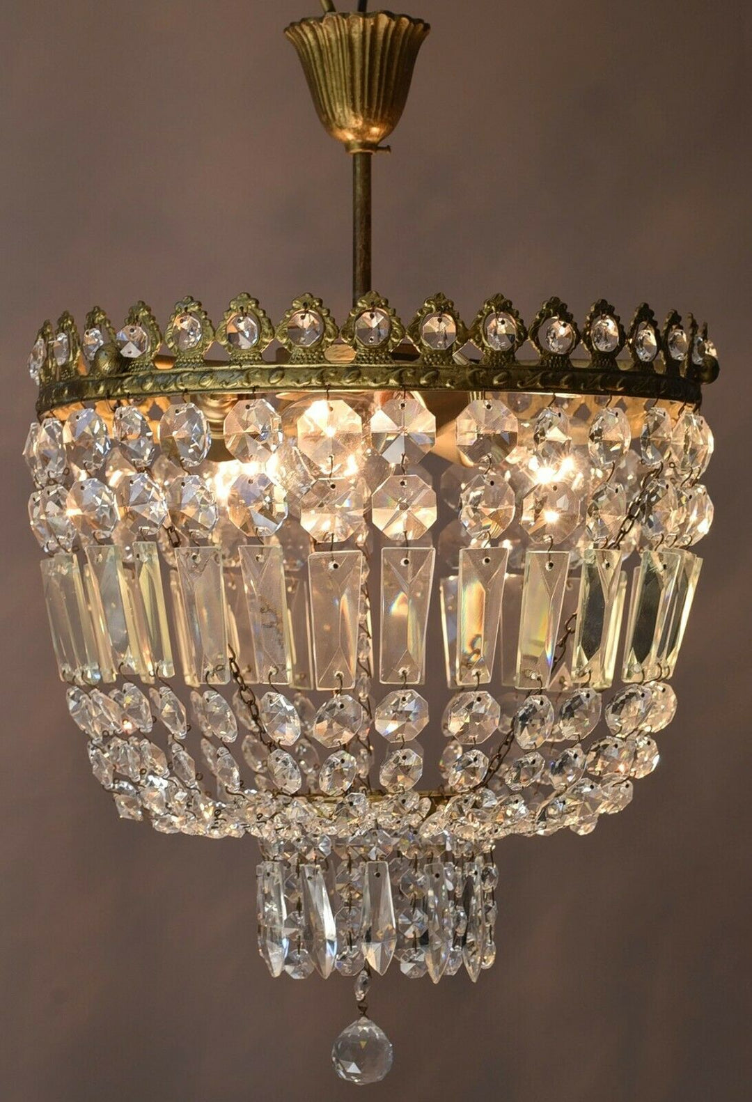 Purse Antique Flush lamp / Vintage Crystal Chandelier, Home Lighting Brass LAMP