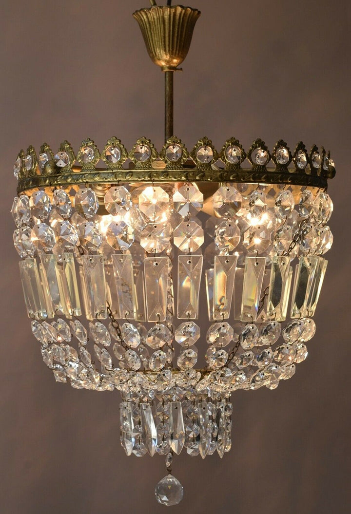 Purse Antique Flush lamp / Vintage Crystal Chandelier, Home Lighting Brass LAMP