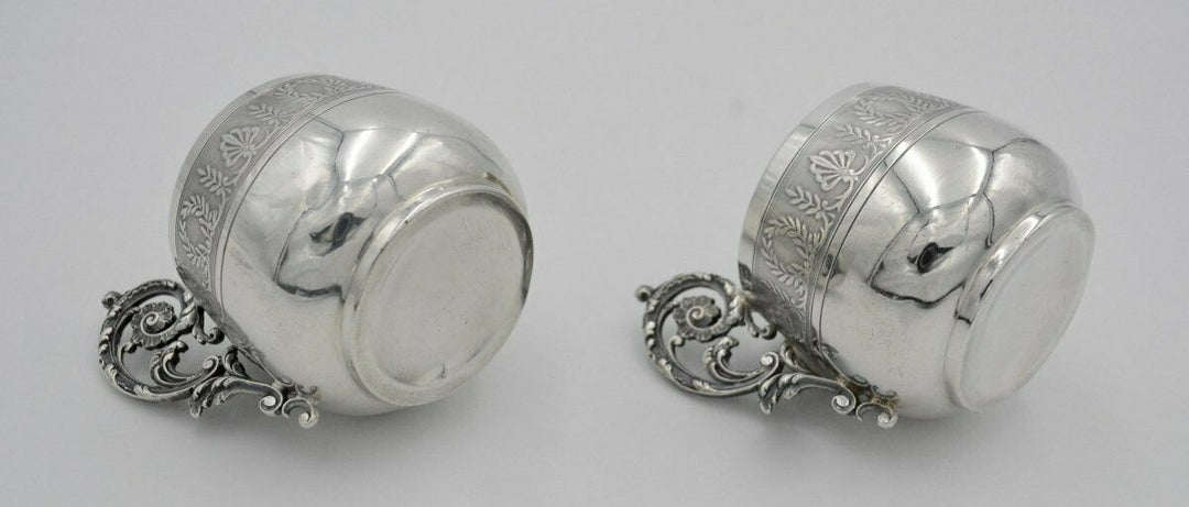 ピュイフォルカ、1900年代アンティークのオリジナル950銀ペアカップ&ソーサー、299g