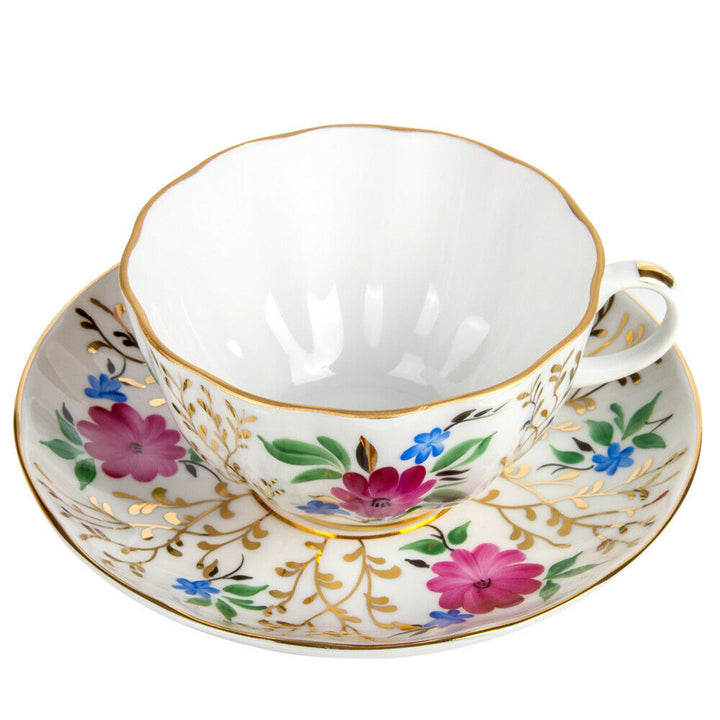 Golden Grass Teacup w/ Saucer by Imperial Porcelain Russian Lomonosov LFZ IFZ