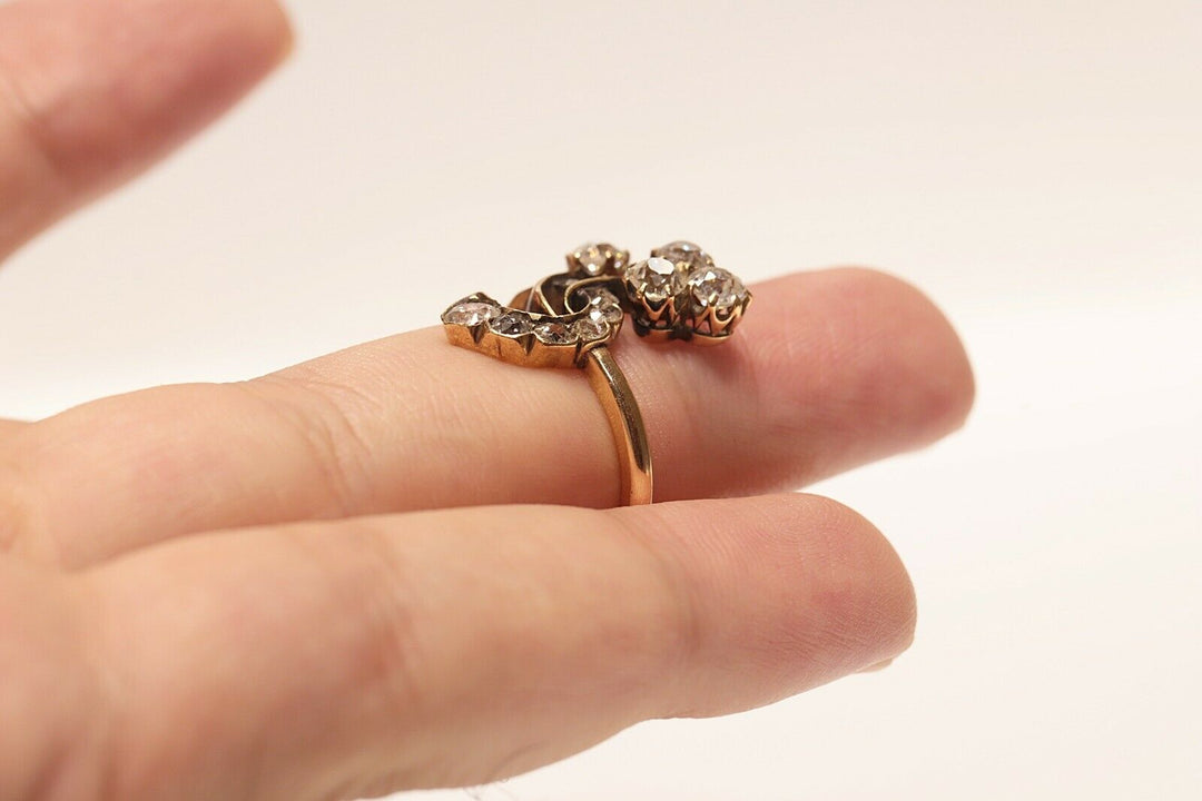 アールヌーヴォー 14K ナチュラルオールドカットダイヤモンドのリング