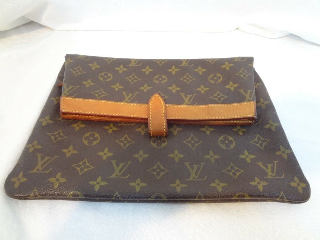 Auth Louis Vuitton Monogram Document case Porch Briefcase Bag LV82