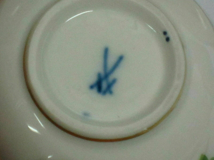 MEISSEN A-KANTE MIT BLUMEN 3 TEILIGES KAFFEE-GEDECK 1.WAHL