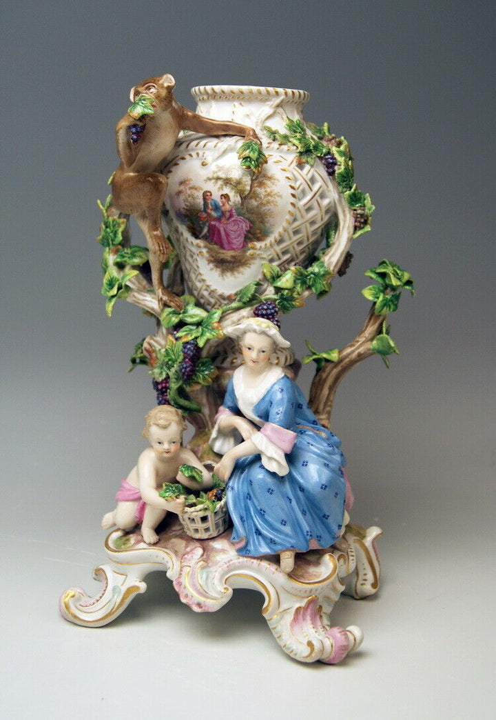 MEISSEN FIGUR マイセン POTPOURRI DUFT VASE MIT AFFEN MONKEY J. F. EBERLEIN UM 1860