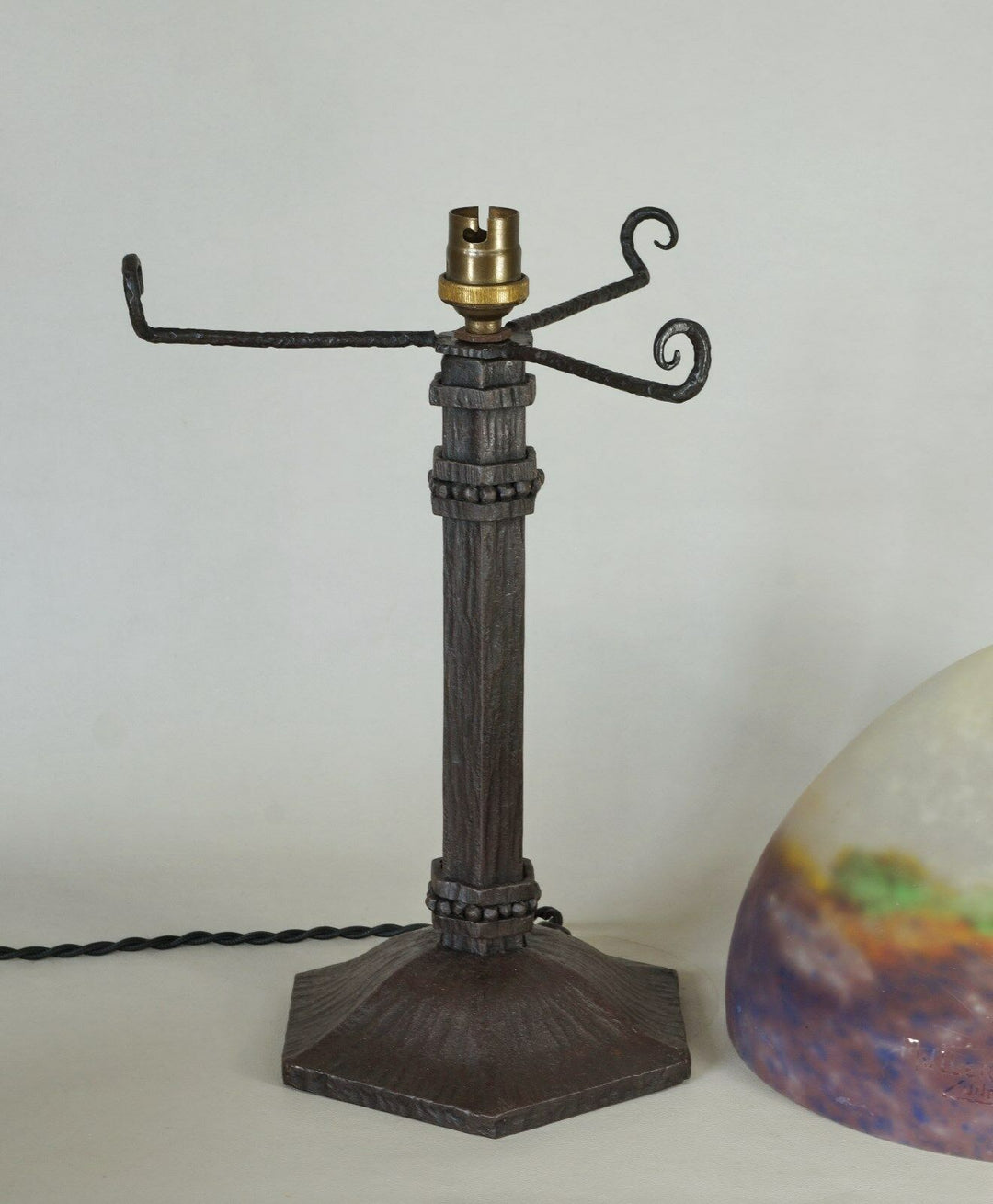 MULLER FRERES : FRENCH 1920 1930 ART DECO LAMP ......... wrought iron .. lampe