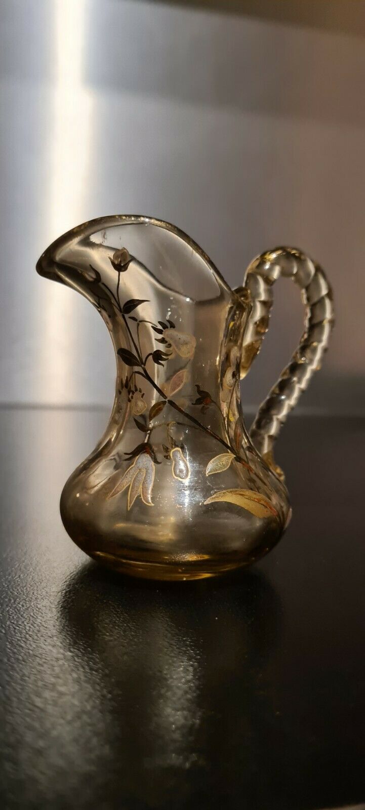 Rare Pichet Miniature Verre Émaillé Emile Gallé Nancy 1ere Periode Old vase 1900