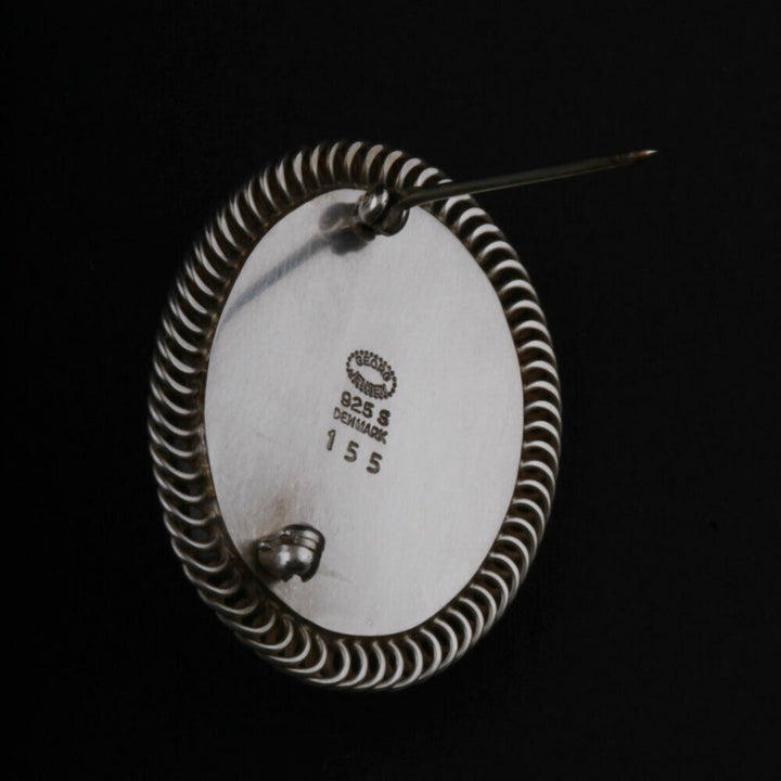 Georg Jensen Sterling Brooch # 155 with Amber. Design: GJ himself. VERY RARE.