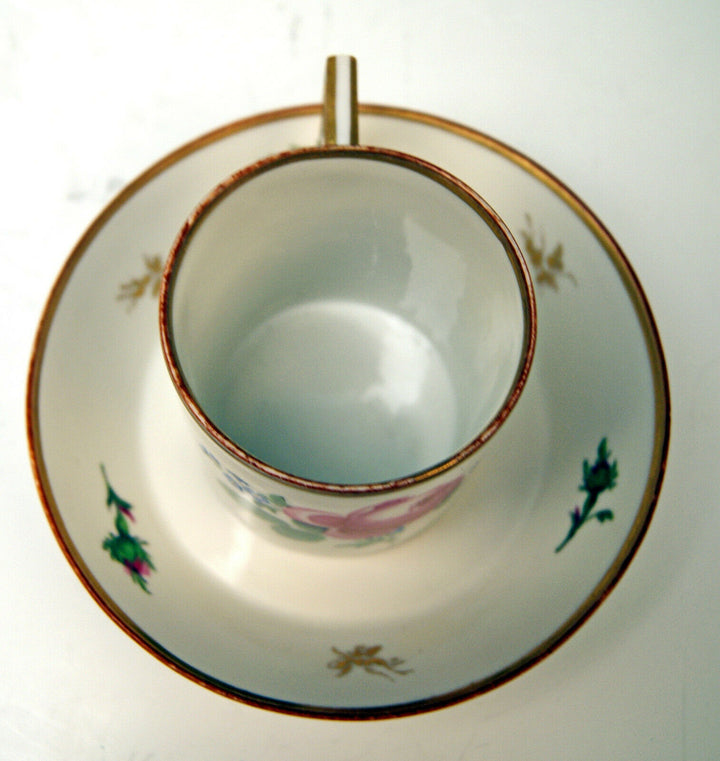 ANTIKE MEISSEN SAMMEL TASSE ROSENDEKOR CUP WITH SAUCER MARCOLINI ZEIT UM 1780
