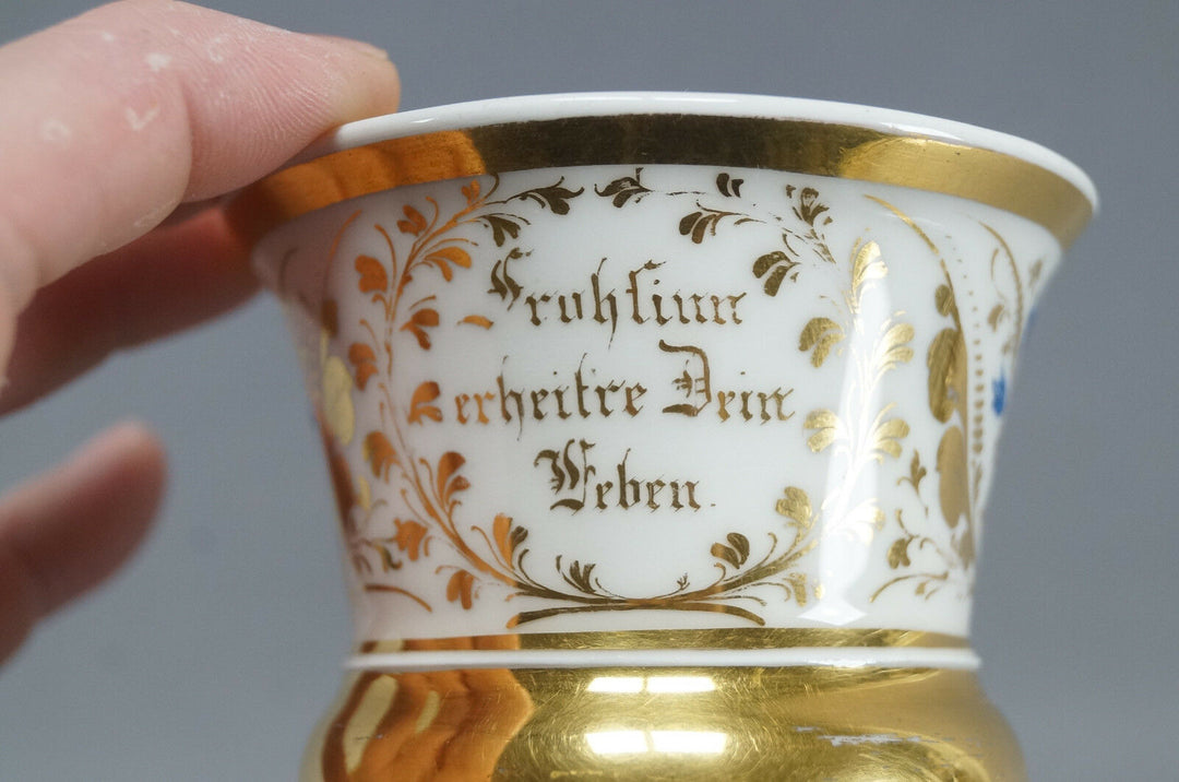 KPM Berlin Hand Painted Blue & Gold Floral Scrollwork Empire Form Cup C. 1820-40