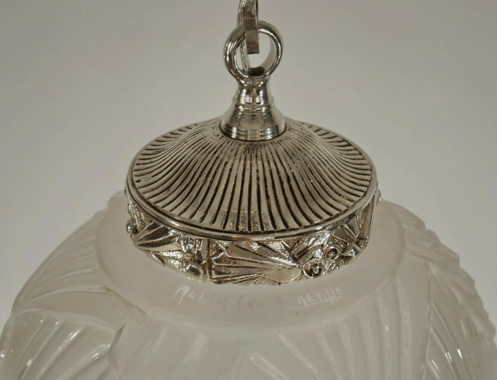 MULLER FRERES : FRENCH ART DECO PENDANT CHANDELIER 1930 peacock lustre