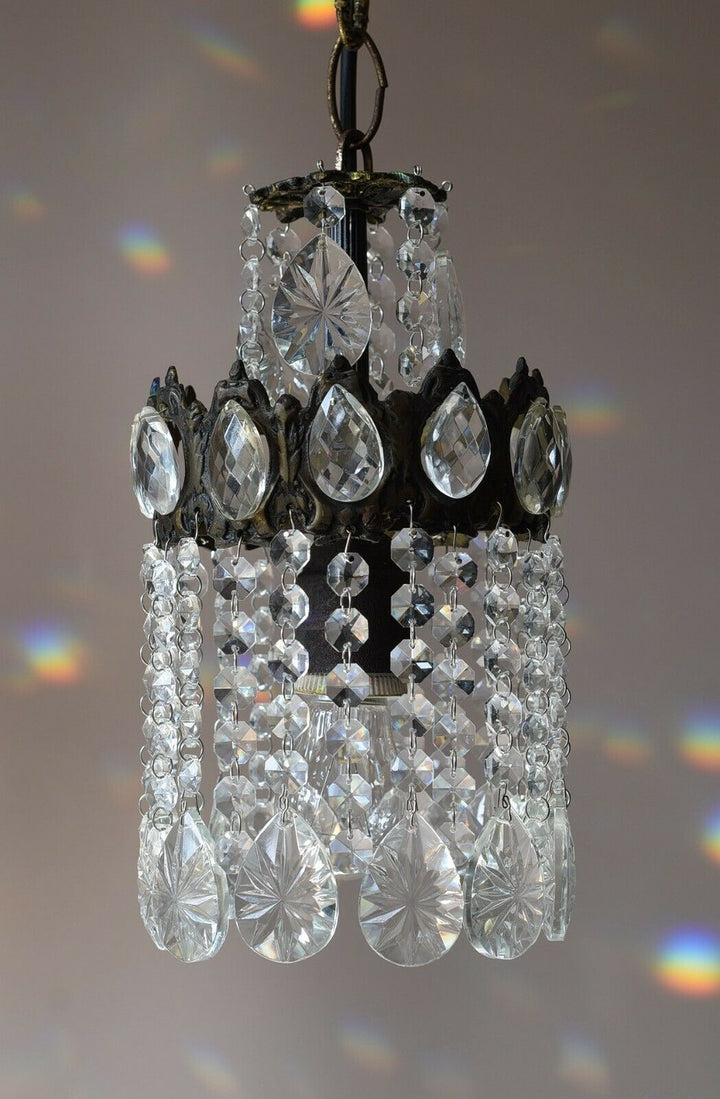Ornate Mini Vintage Crystal Chandelier in Antique French Style, Home Lighting