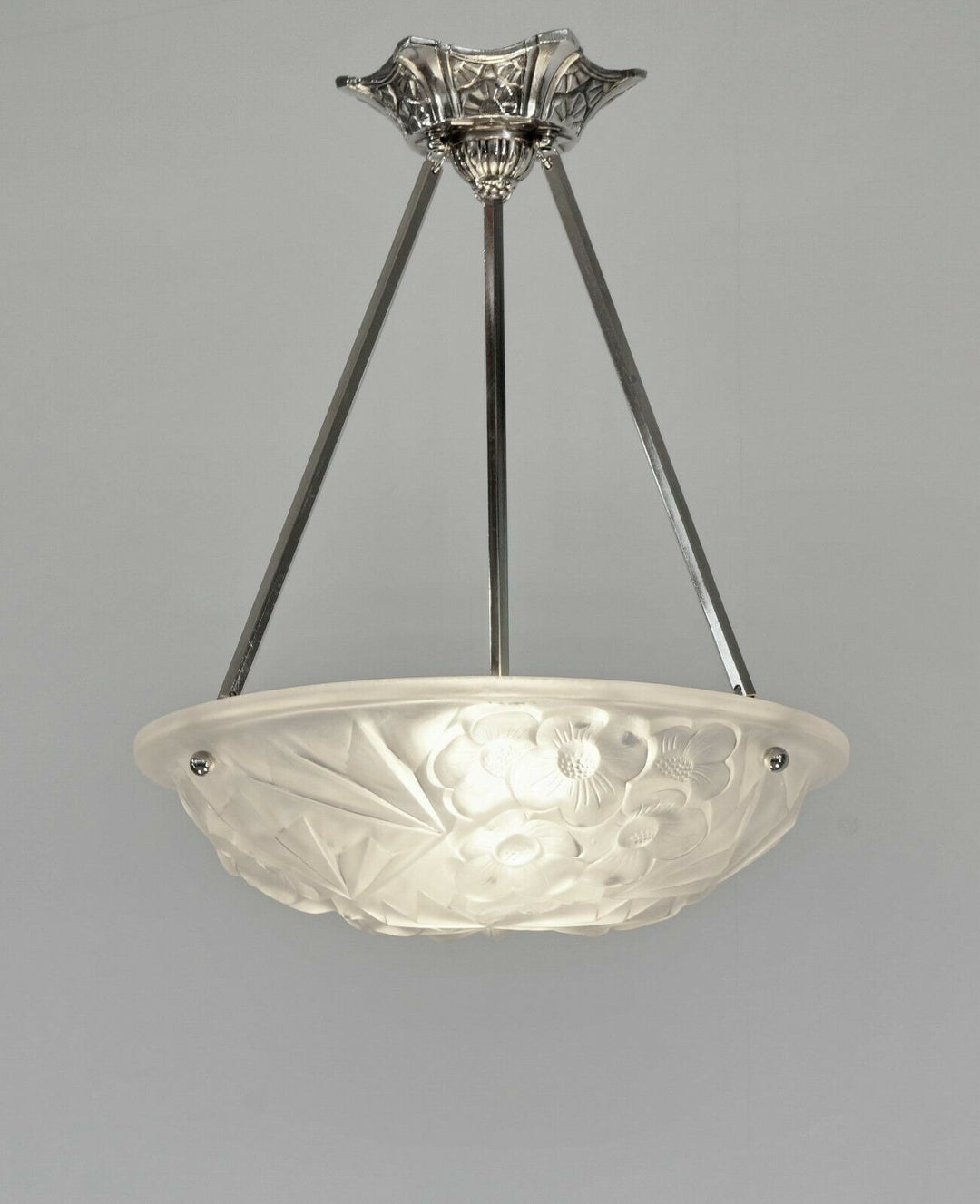HUBENS & DEGUÉ : FRENCH 1930 ART DECO CHANDELIER .. pendant 1925 lamp muller era