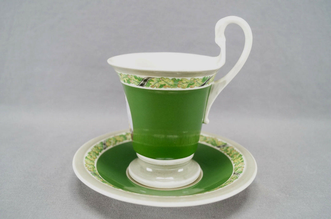 KPM Berlin Hand Painted WWI Frederick the Great Portrait & Green Empire Form Cup