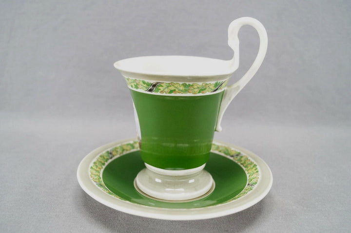 KPM Berlin Hand Painted WWI Frederick the Great Portrait & Green Empire Form Cup