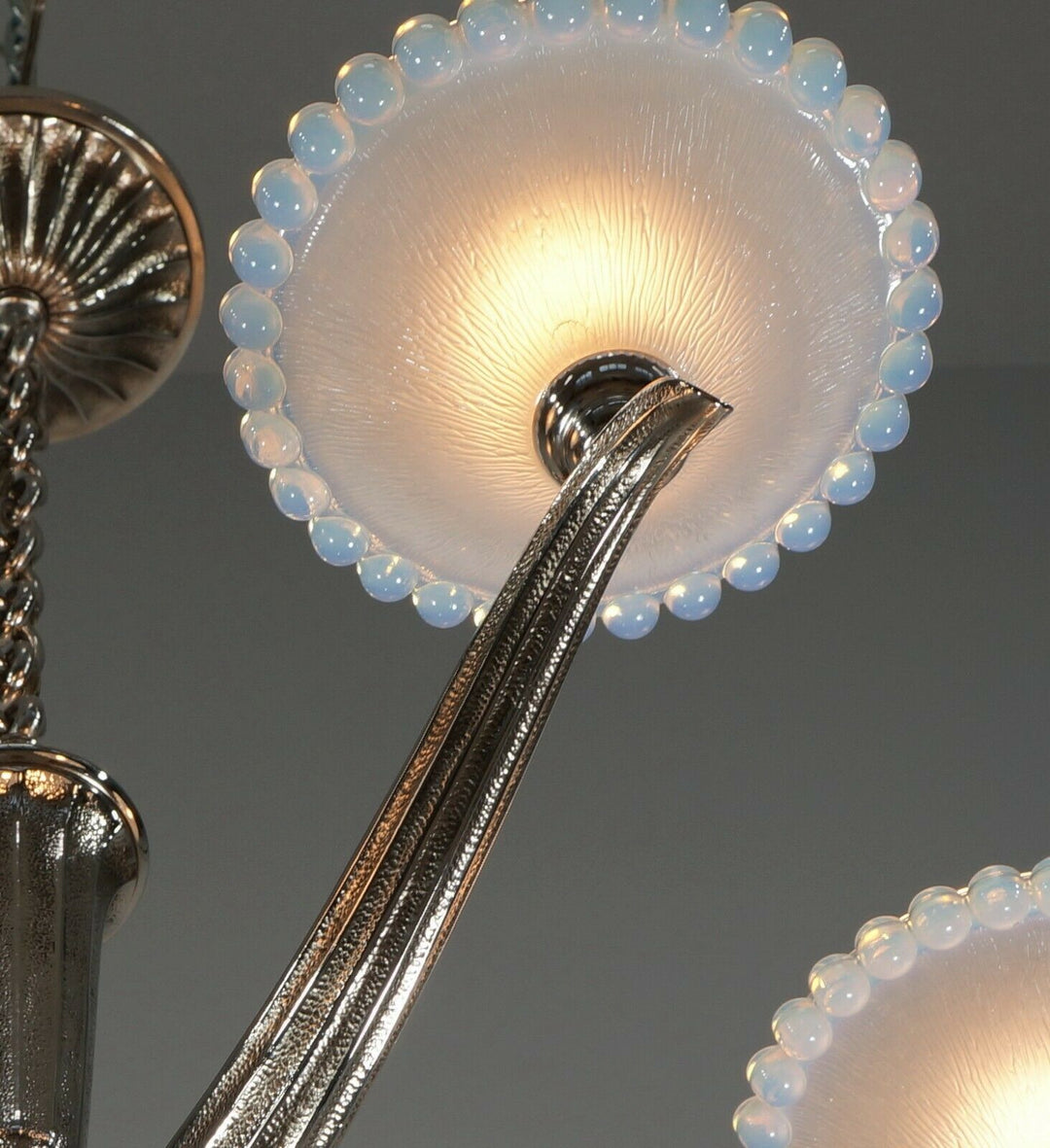 EZAN EJG J.GAUTHIER : LARGE FRENCH OPALESCENT ART DECO CHANDELIER ... 1930 1935