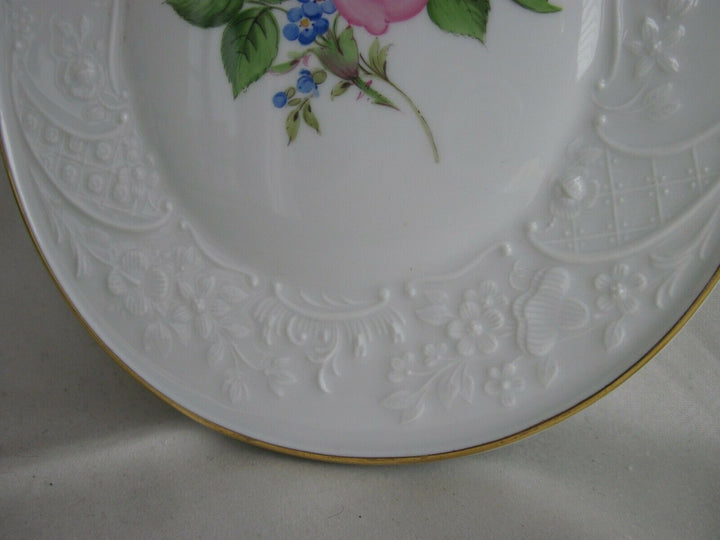 Schöne große Meissen Bildplatte mit Rote Rose und Vergissmeinicht