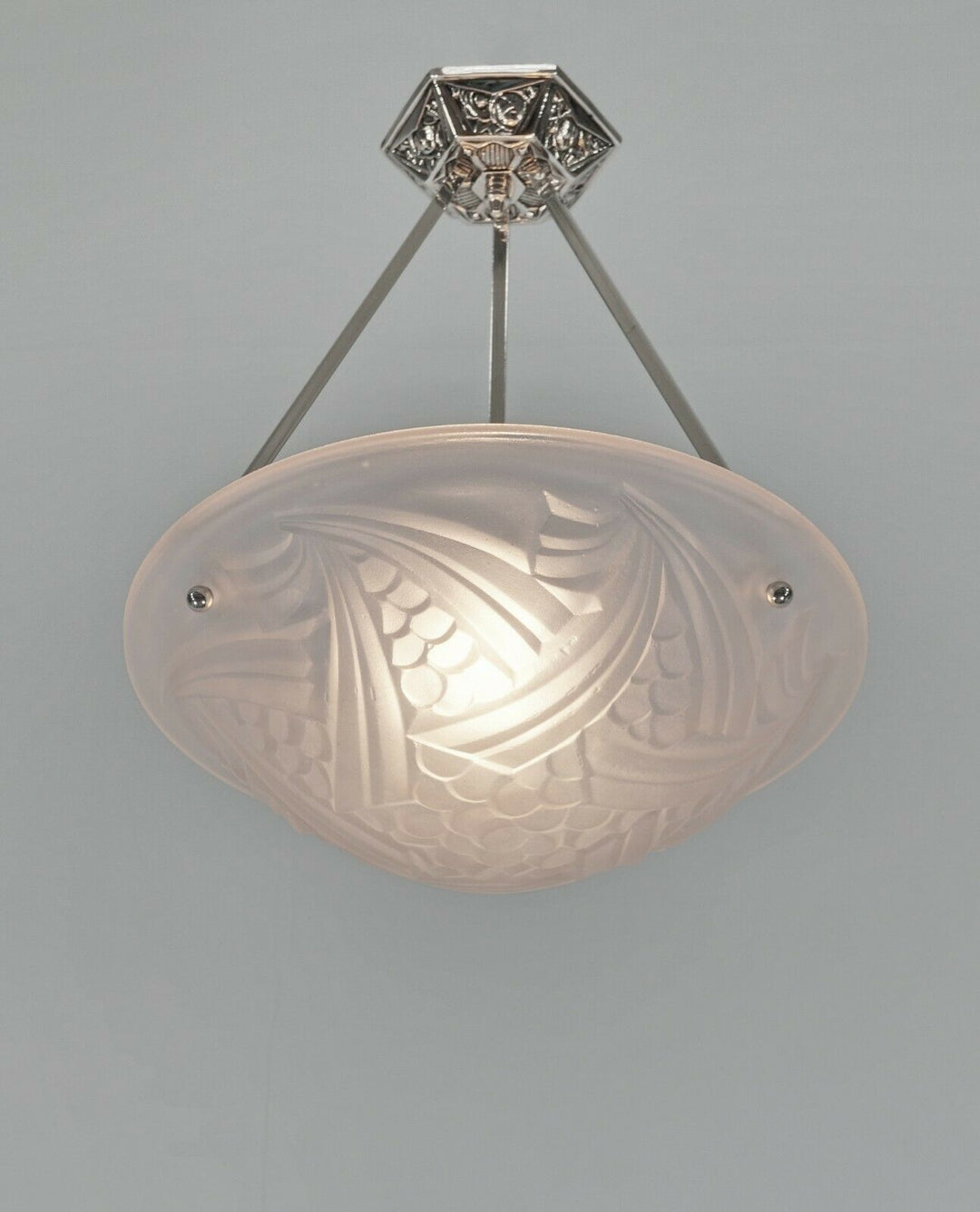 DEGUE : FRENCH 1930 ART DECO CHANDELIER .......... pendant Negra lamp muller era
