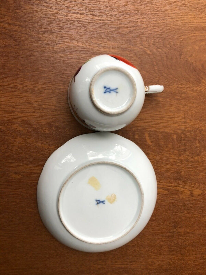 Meissen antique porcelain tea cup&saucer hand painted 1850-1870yy