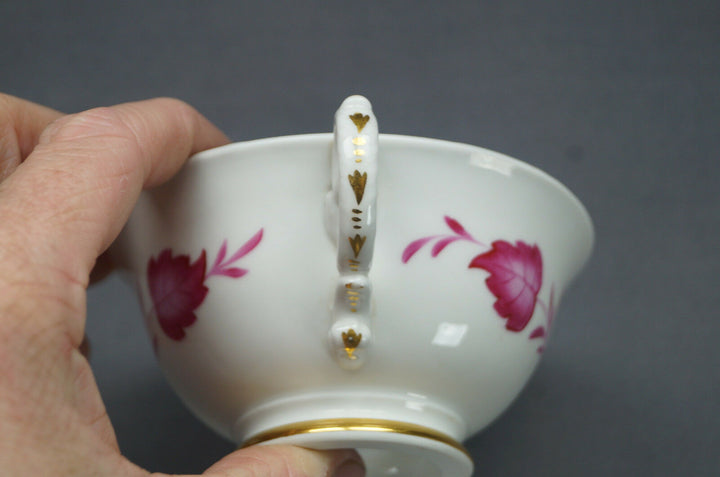 KPM Berlin Hand Painted Pink Floral Leaves & Gold Tea Cup Circa 1837 - 1844