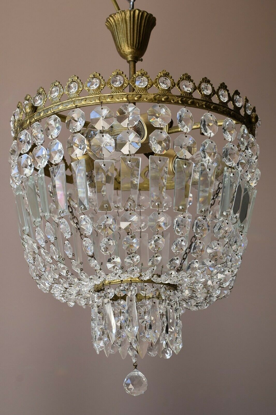 Purse Antique Flush lamp / Vintage Crystal Chandelier, Home Lighting Brass LAMP