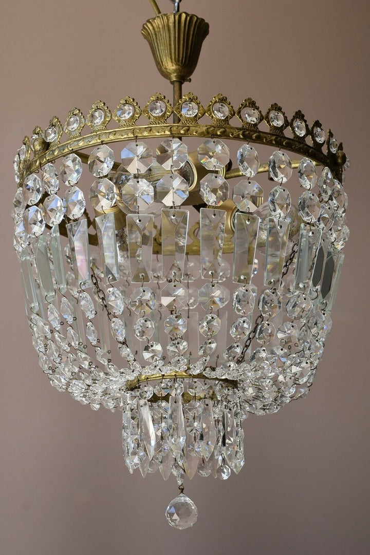Purse Antique Flush lamp / Vintage Crystal Chandelier, Home Lighting Brass LAMP