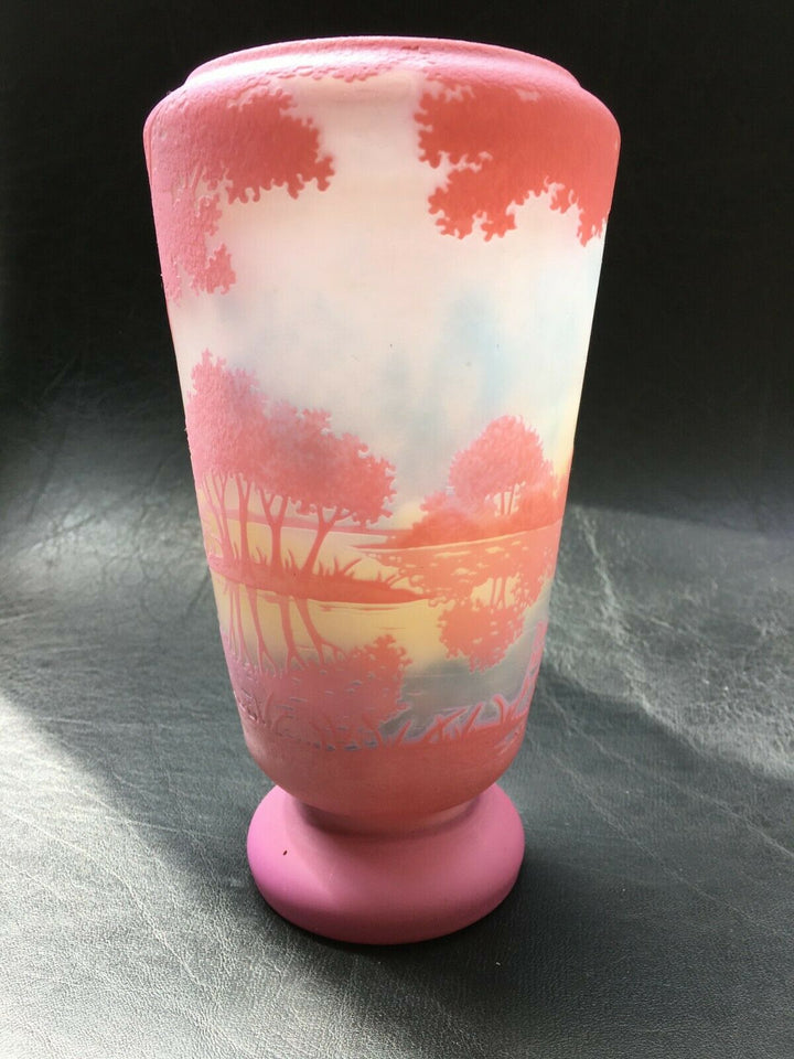 ドーム兄弟(DAUM NANCY)　水辺の風景の花瓶　1900年代　アールヌーボー作品