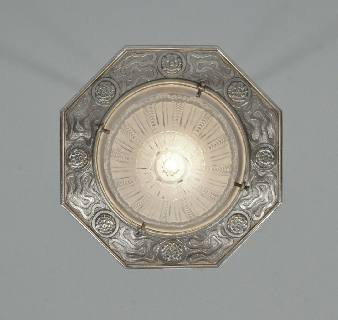 MULLER FRERES & JAMAIN : FRENCH 1930 ART DECO FLUSH MOUNT .......... lamp France