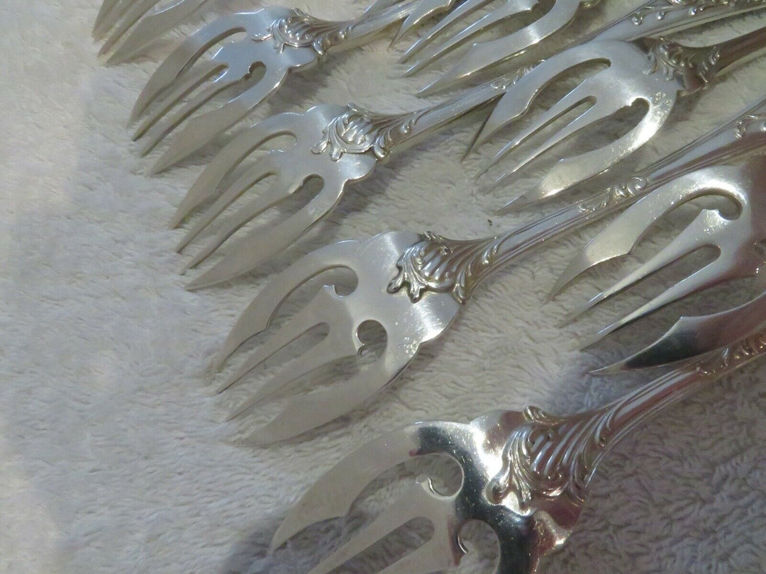 1900 french silver (minerve 950) 10 fish forks E Puiforcat french rococo st