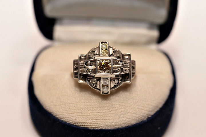 アンティーク オリジナル 14K ナチュラルダイヤモンドのヴィクトリアンナイトスタイルリング