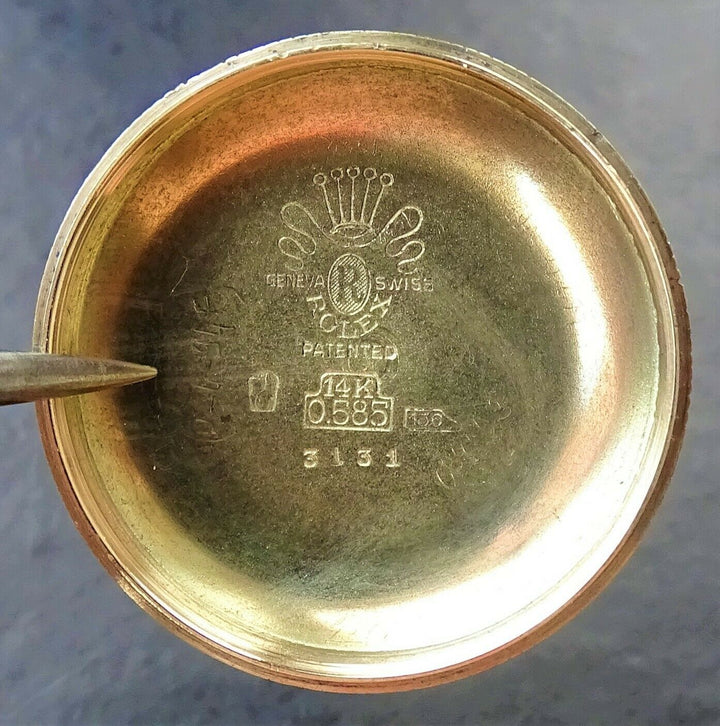 ♛ Rolex Oyster Bubble Back 3131 Yellow Gold 14K 585 Automatic Chronometer 1948
