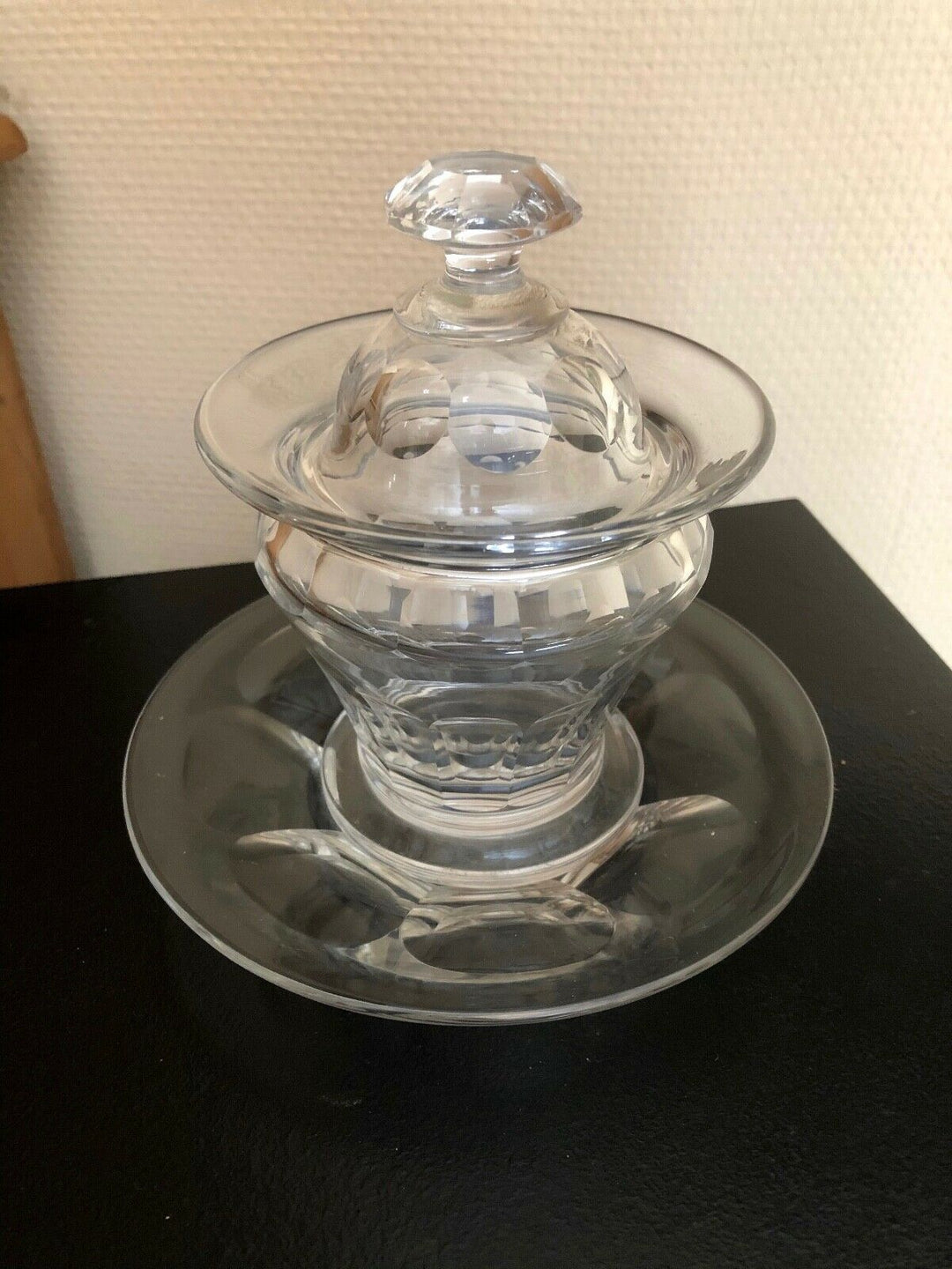 BACCARAT CONFITURIER ET SOUSCOUPE CRISTAL MODELE HARCOURT