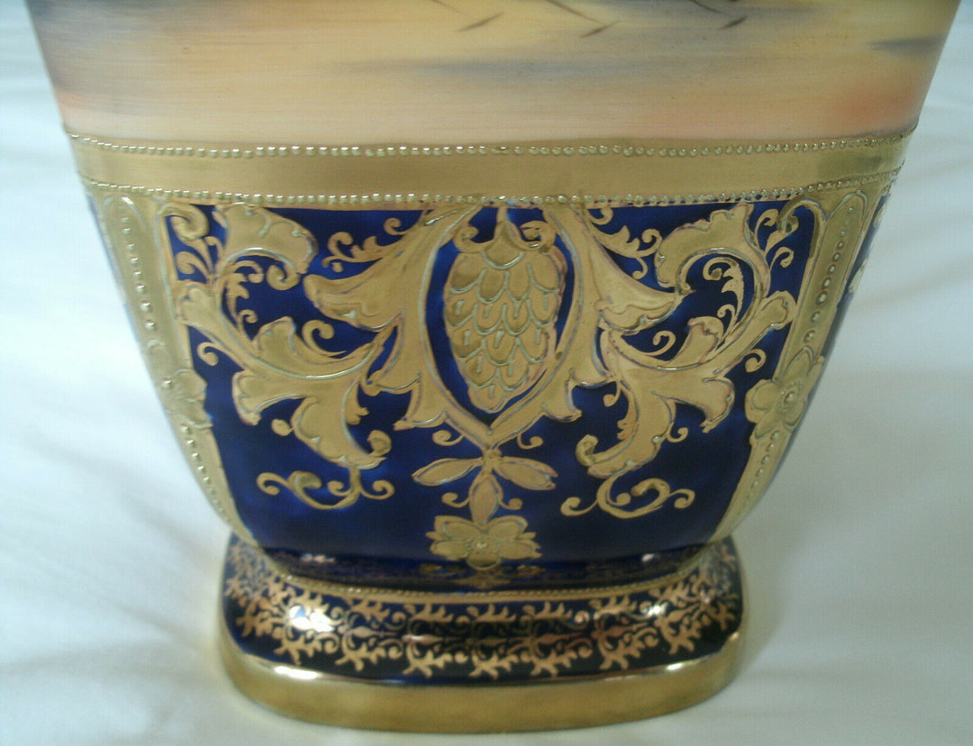 A Stunning Gold Encrusted Noritake Desert Scene Camel Pattern Large 12 in Vase
