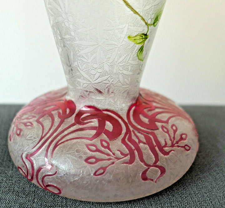 SUPERBE VASE BACCARAT DÉGAGÉ À L'ACIDE ÉPOQUE ART NOUVEAU 1900.